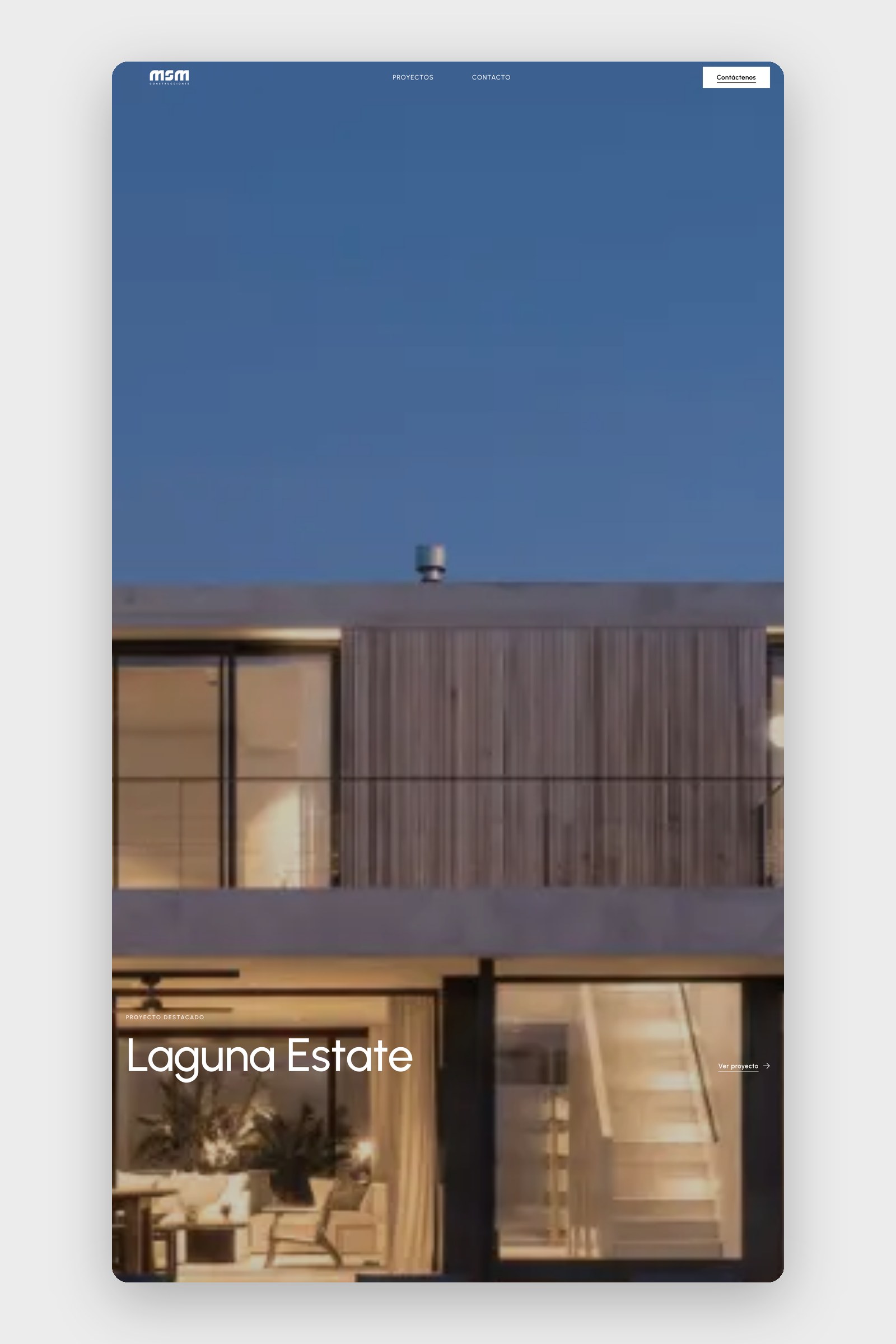 Recorrido completo de la portada del sitio web de MSM Construcciones